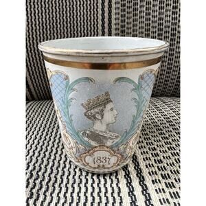 1897 Rare Antique Queen Victoria Diamond Jubilee Souvenir Enamel Cup Gilded